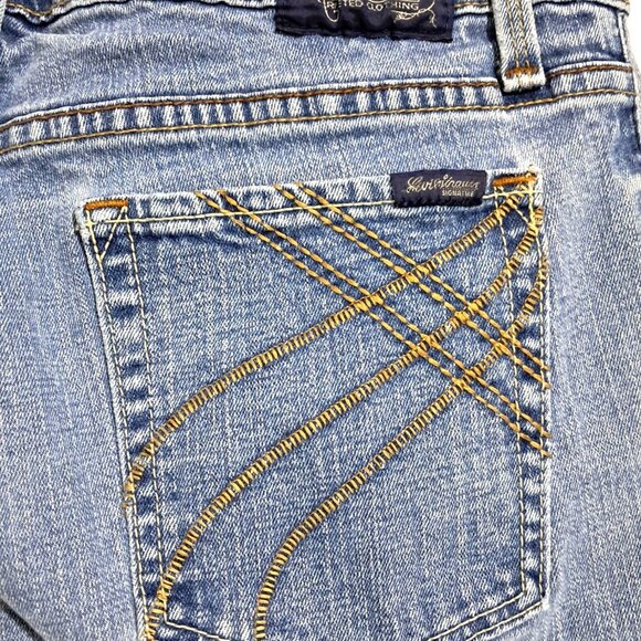 Y2K Levi Strauss Distressed Jeans Size 13 Button Fly Stretch Low Rise Slim Boot - Picture 12 of 14